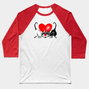 Red Heart Cats in Love Baseball T-Shirt